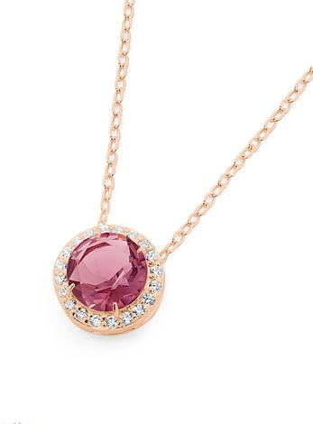 Pastiche 14k Rose Gold Plated Silver Pendant With Antique Pink Cz