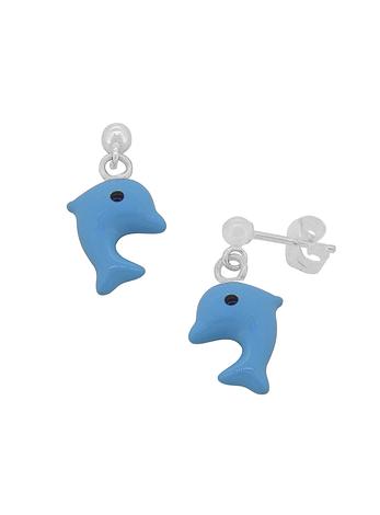 Beautiful Blue Dolphin Ball Stud Charm Earrings
