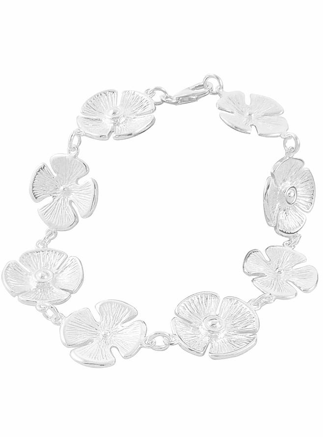 Pastiche Beautiful 18mm Flower Charm Bracelet in Sterling Silver