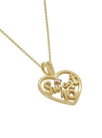 Sweet Sixteen 16th Birthday Diamond Heart Necklace in Solid 9ct Gold
