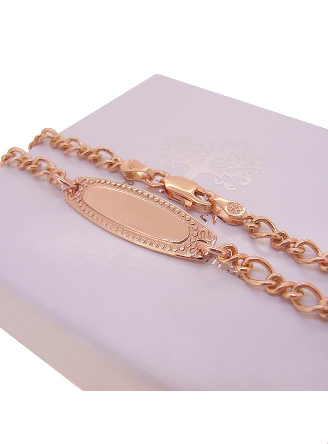 Baby Child Solid 9ct Rose Gold Figaro Identity Bracelet