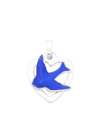 Bluebird of Happiness Charm Pendant in Sterling Silver