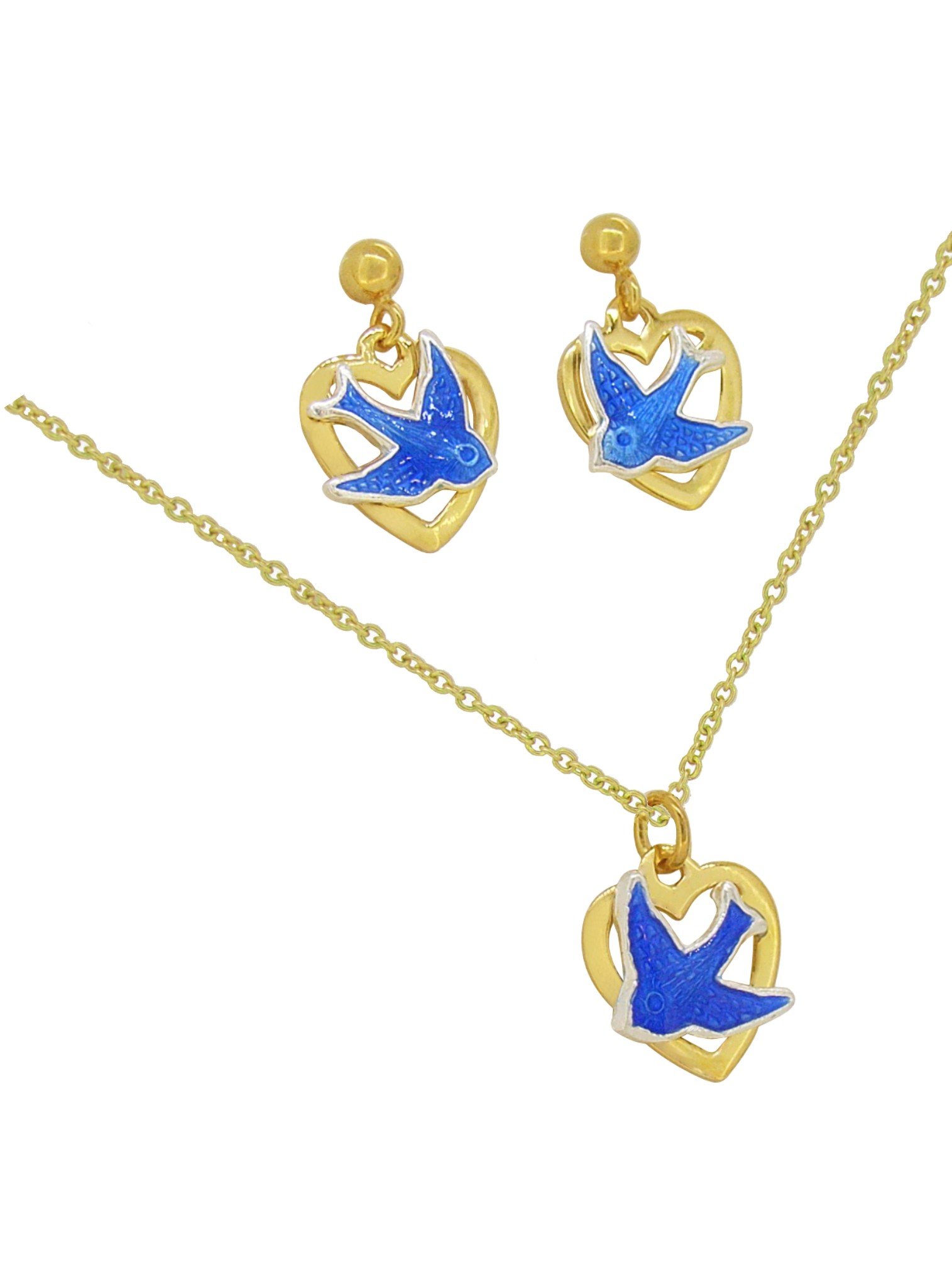 Buy 9ct Two Tone Heart Necklace and Earrings Set 46cm/18' Online in India -  Etsy