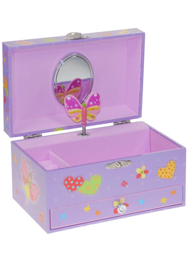 Musical Butterfly Lilac Music Jewellery Box Dan31