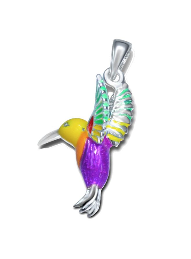 Beautiful Hummingbird Charm Pendant in Sterling Silver