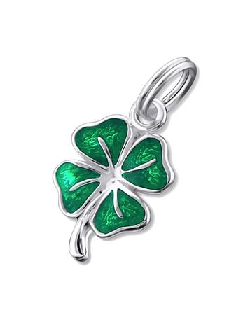Lucky Four Leaf Clover Charm Pendant in Sterling Silver