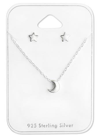 Minimalist Tiny Stars and Moon Earrings and Necklace