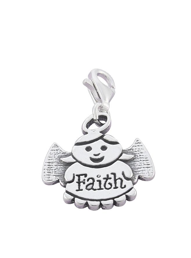 Guardian Angel of Faith Clip on Charm in Sterling Silver