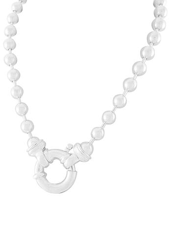 Ball Bead Necklace With Feature Bolt Ring Clasp in Stering Silver