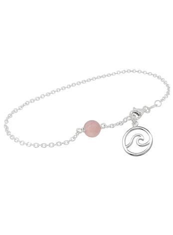 Ocean Wave Rose Quartz Minimalist Charm Bracelet Love Britty