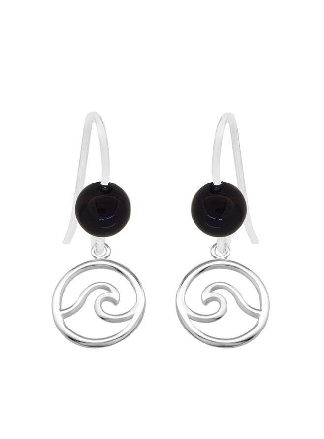 Ocean Wave Onyx Minimalist Earrings Love Britty