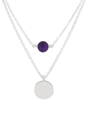Allure Coin Tag Amethyst Facet Minimalist Layered Necklace Love Britty