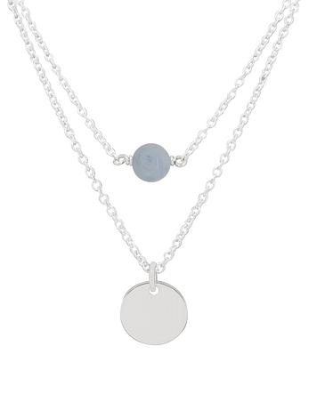 Allure Coin Tag Aquamarine Minimalist Layered Necklace Love Britty