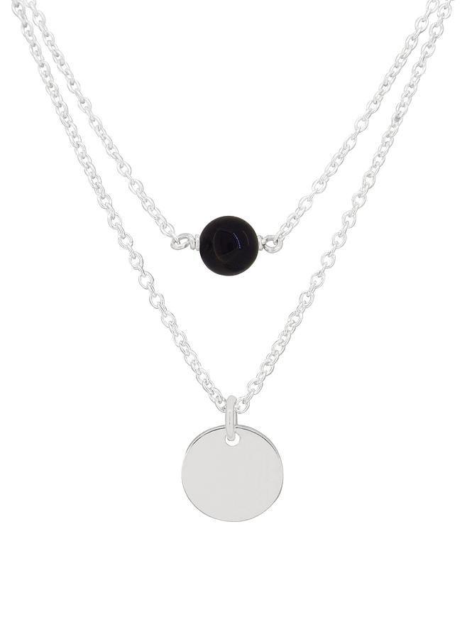 Allure Coin Tag Onyx Minimalist Layered Necklace Love Britty