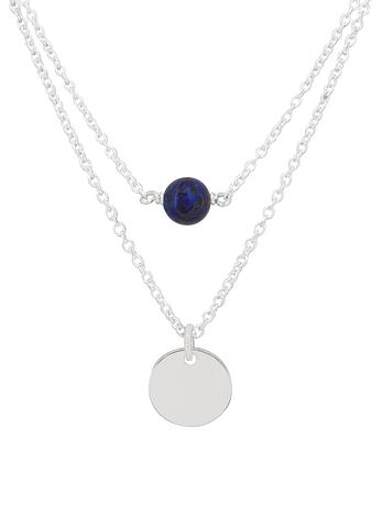 Allure Coin Tag Lapis Minimalist Layered Necklace Love Britty