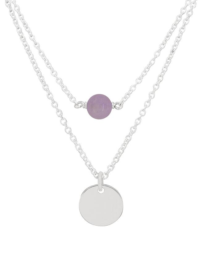 Allure Coin Tag Lavender Amethyst Minimalist Layered Necklace Love Britty