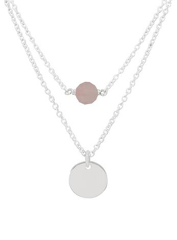 Allure Coin Tag Rose Quartz Facet Minimalist Layered Necklace Love Britty
