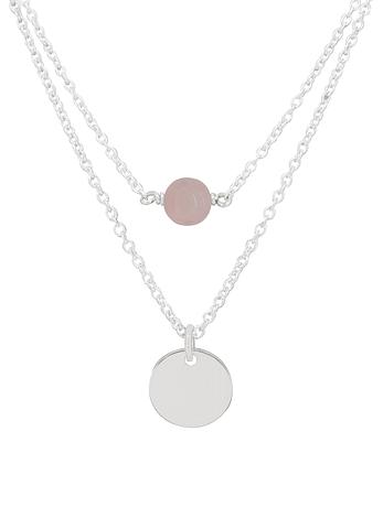 Allure Coin Tag Rose Quartz Minimalist Layered Necklace Love Britty