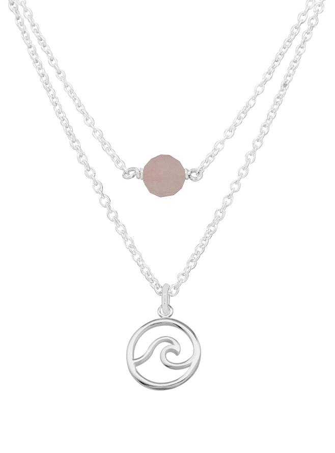 Ocean Wave Rose Quartz Facet Minimalist Layered Necklace Love Britty