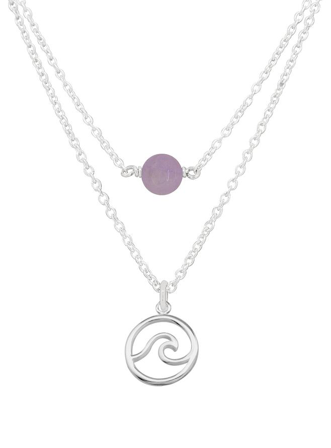Ocean Wave Lavender Amethyst Minimalist Layered Necklace Love Britty