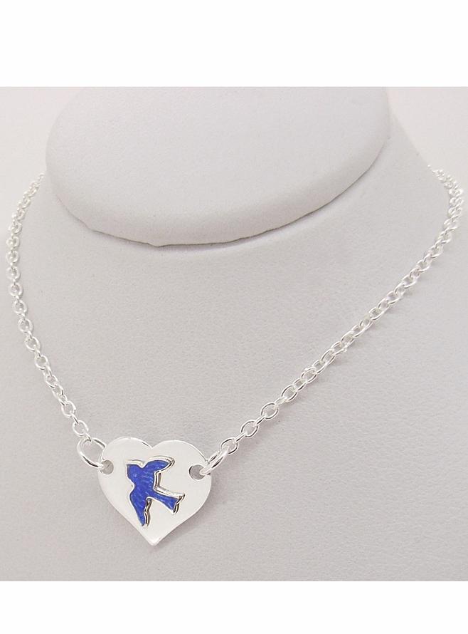 Bluebird of Happiness Heart Tag Charm Necklace