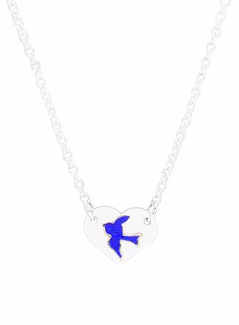 Bluebird of Happiness Heart Tag Charm Necklace