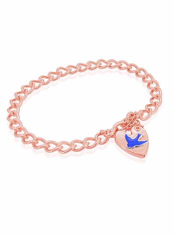 Rose Gold Plated Bluebird of Happiness Padlock Bracelet