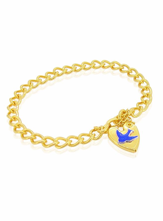 Gold Plated Bluebird of Happiness Padlock Bracelet