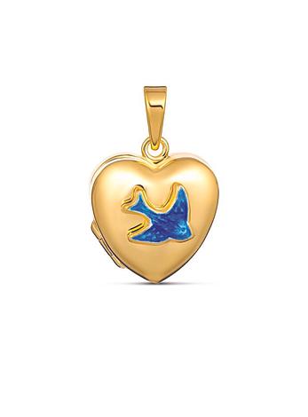 Bluebird of Happiness Heart Photo Locket in 9ct Gold
