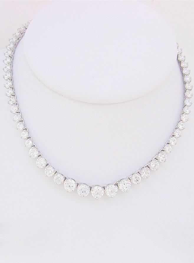 Chloe Tapered Cz Necklace in Sterling Silver