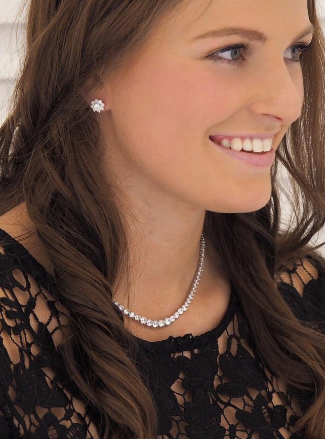 Chloe Flower Cz Earrings in Sterling Silver