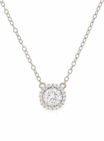Scarlett Halo Cluster Cz Necklace in Sterling Silver