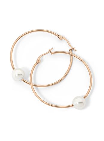 Lucille Pearl Earrings in Rose Gold by Pastiche