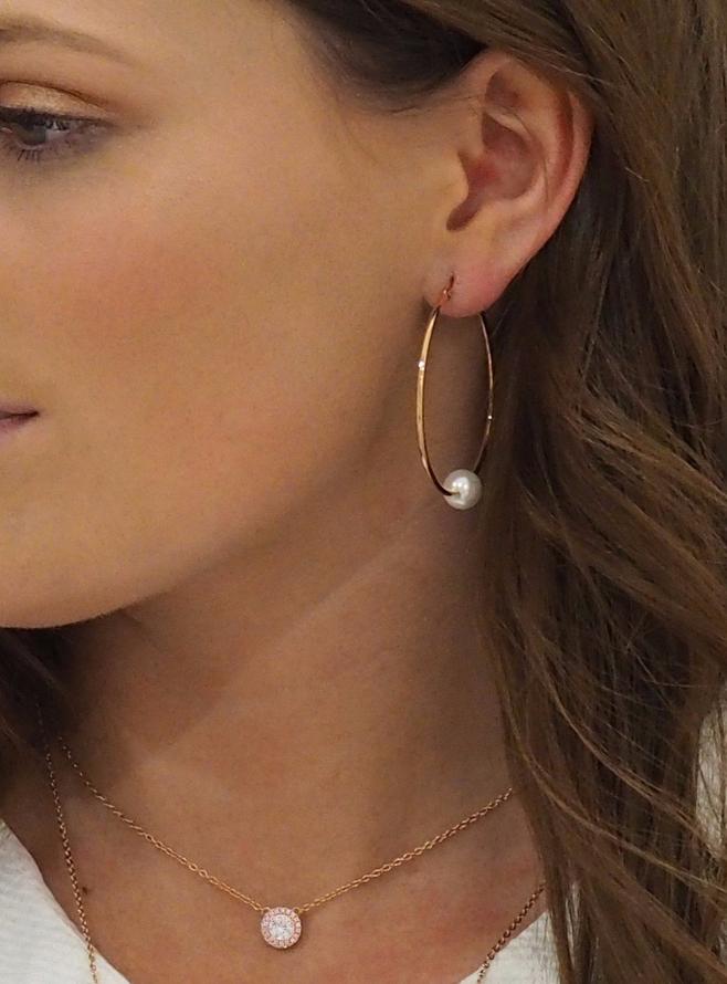 Lucille Pearl Earrings in Rose Gold by Pastiche