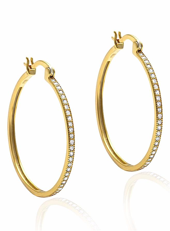 Aurora Pave Hoop Cz Earrings in Gold
