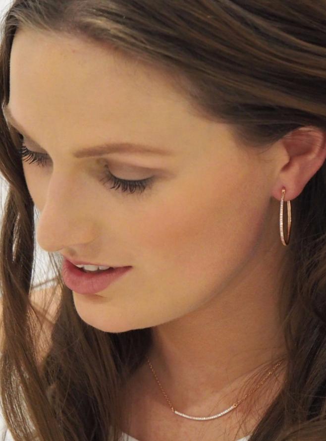 Aurora Pave Hoop Cz Earrings in Rose Gold
