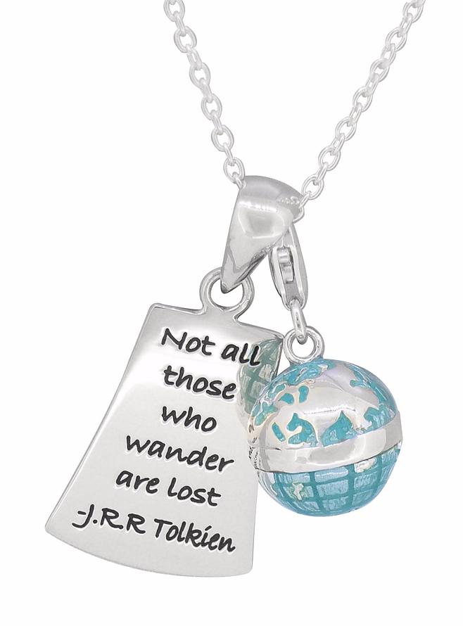 Those Who Wander World Globe Necklace in Sterling Silver