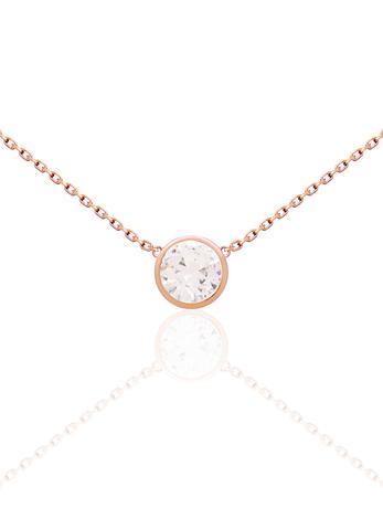 Taylor Cz Solitaire Necklace in Rose Gold