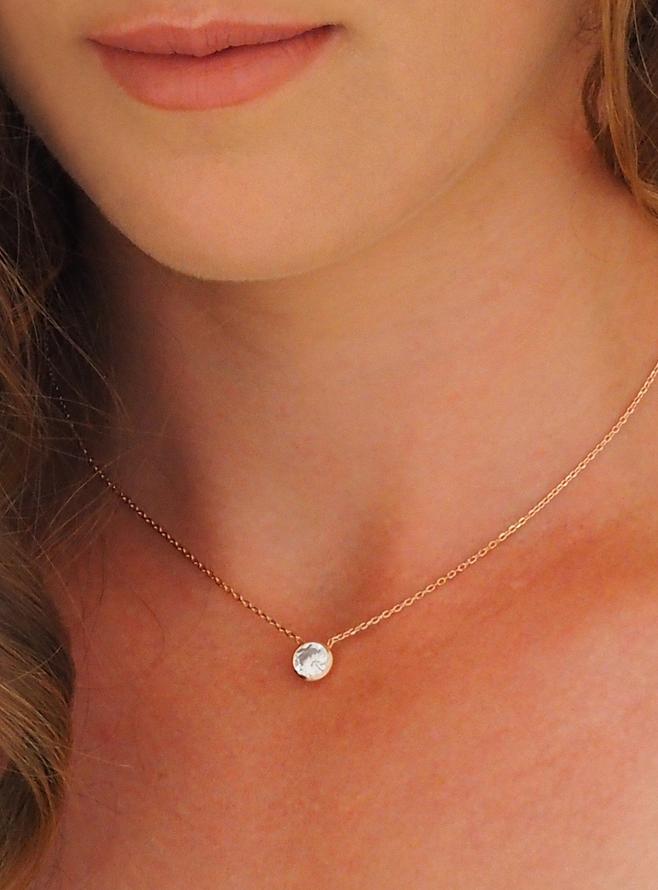 Taylor Cz Solitaire Necklace in Rose Gold