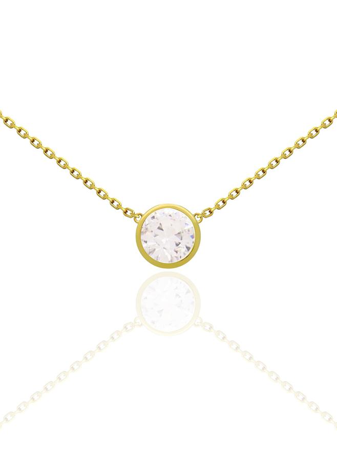 Taylor Cz Solitaire Necklace in Gold