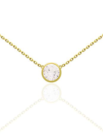 Taylor Cz Solitaire Necklace in Gold