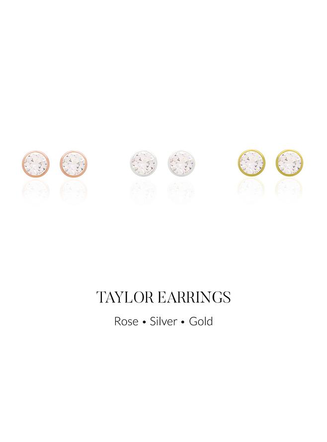 Taylor 7.5mm Cz Stud Earrings in Rose Gold