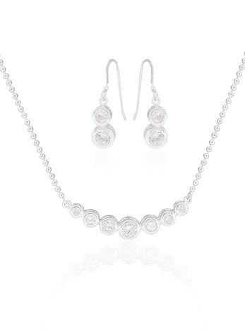 Elsa Cz Earrings and Necklace Set in Sterling Silver
