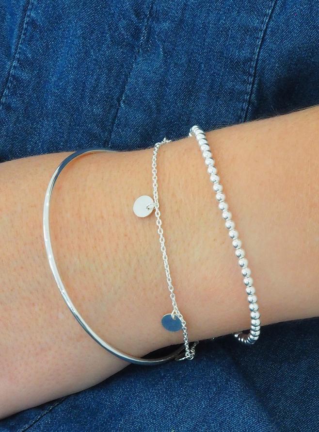 Mini Coin Tag Charm Bracelet in Sterling Silver