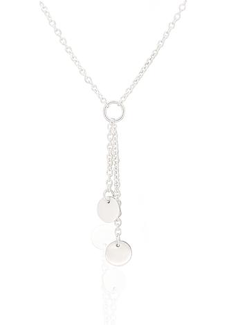 Mini Coin Tag Lariat Necklace in Sterling Silver