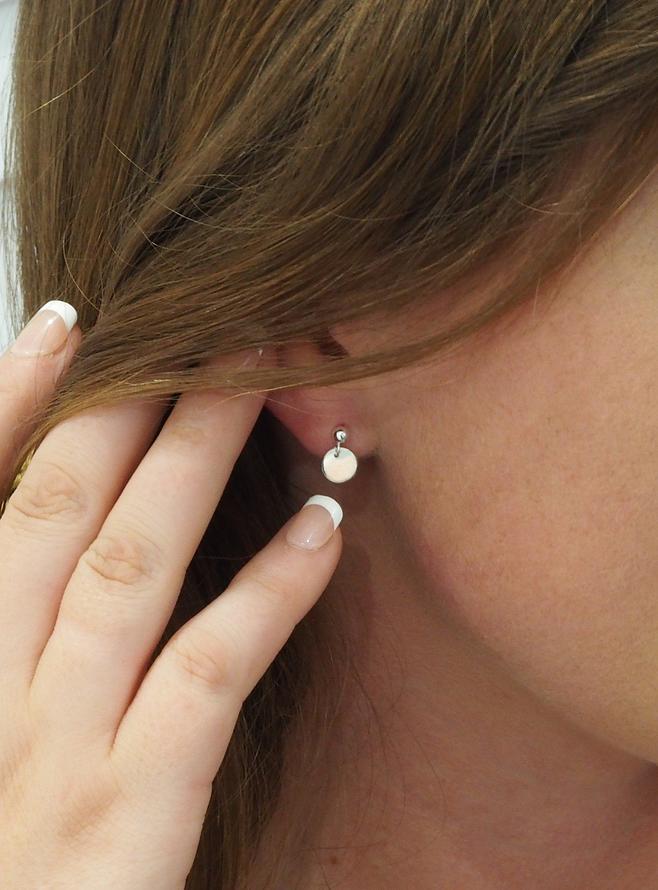 Mini Coin Tag Ball Stud Earrings in Sterling Silver