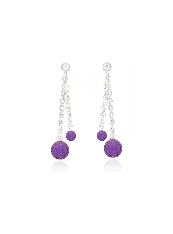 Amethyst Yard Necklace and Earring Set in Sterling Silver