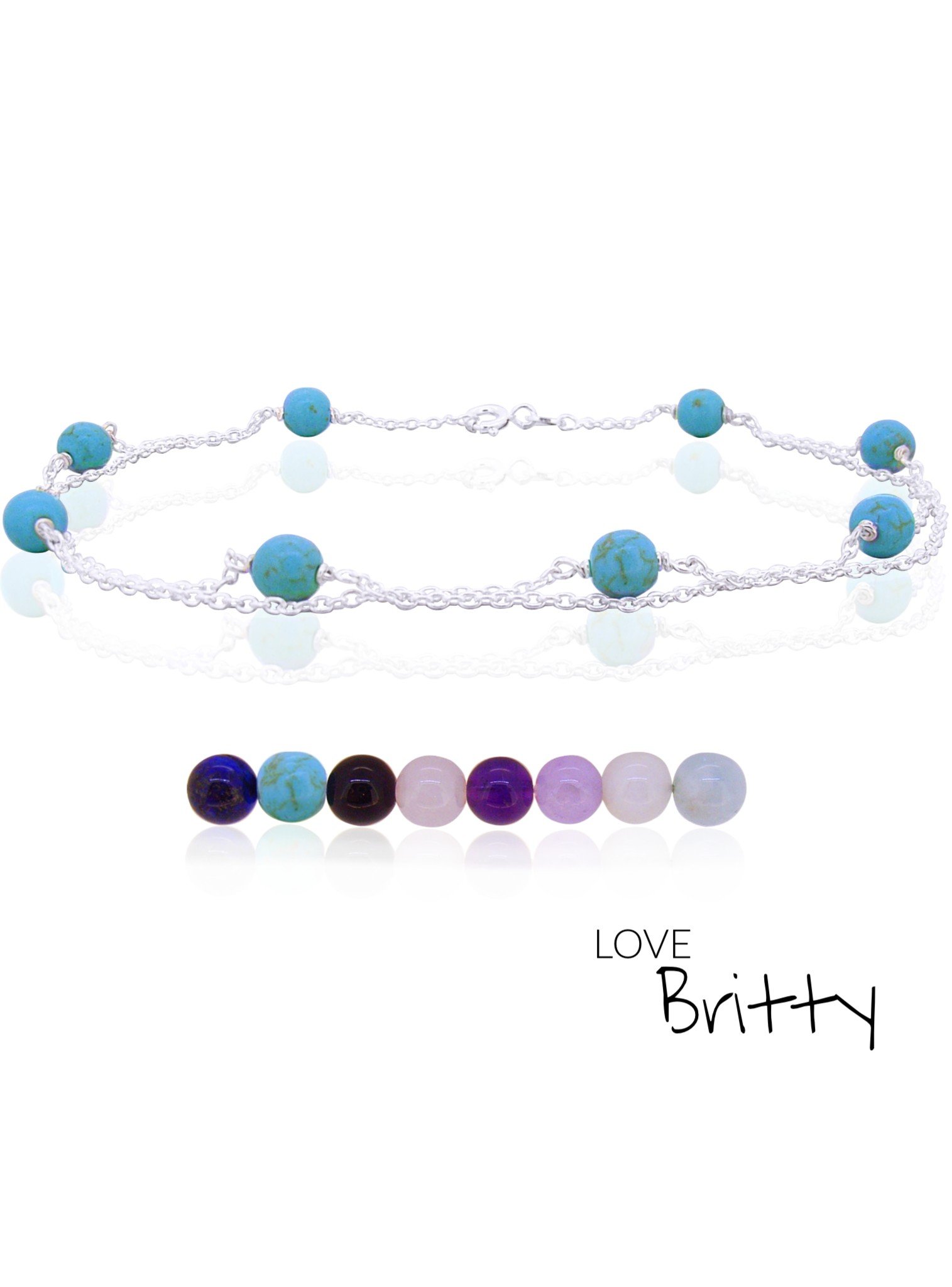 Double Gemstone Anklet in Sterling Silver — The Jewel Shop