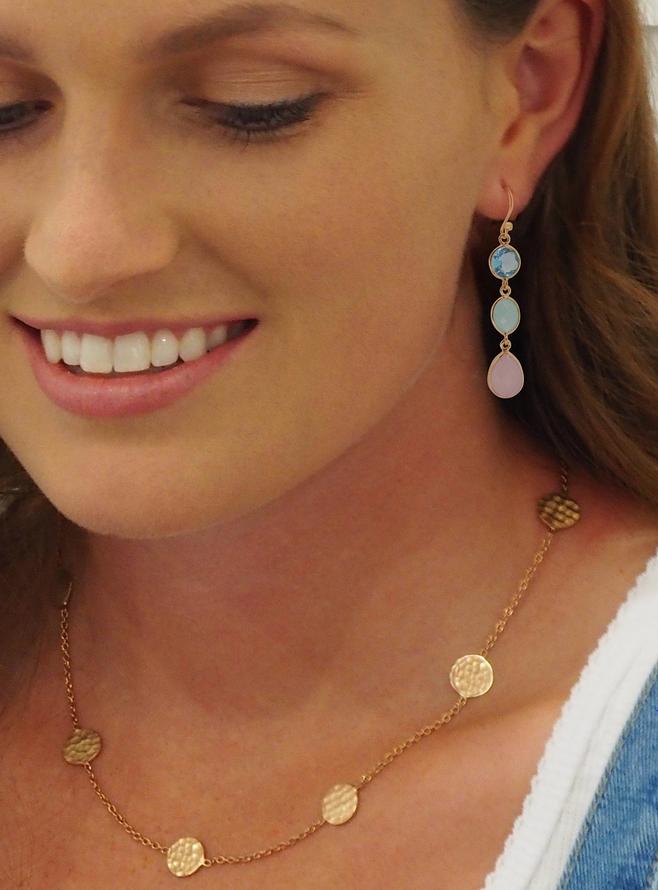 Clarke Gemstone Drop Earrings in Rose Gold