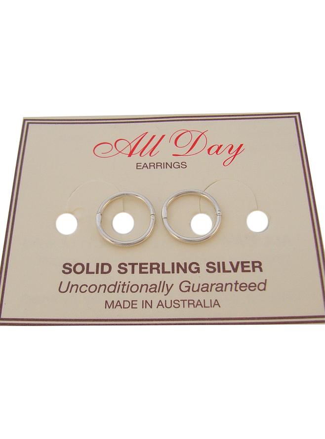 Sterling Silver Plain Design Micro Size 8mm Hinged Sleeper Earrings